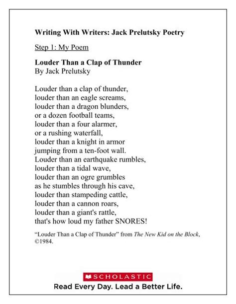 Writing With Writers Jack Prelutsky Poetry Step 1 My Scholastic