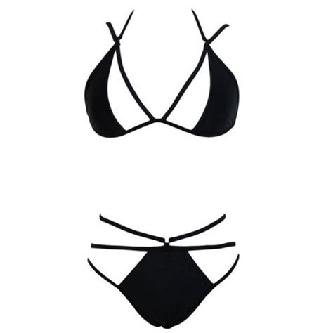 Alluring Lace Up Halter Black Bikini Set For Women Alluring Lace Up Halter Black Bikini Set For