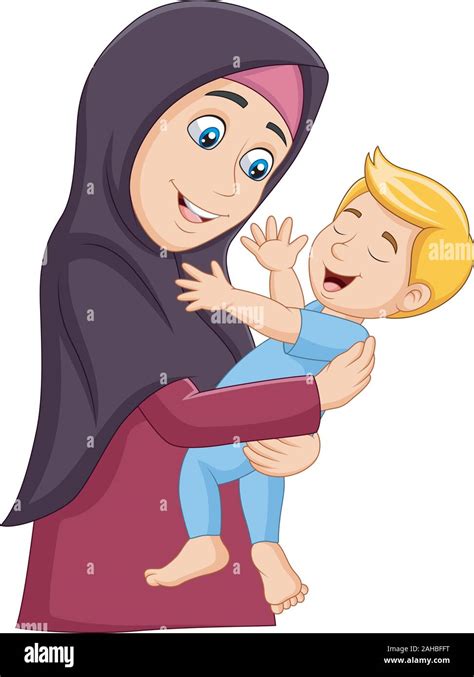 Muslim Mother Hugging Her Son Stock Vector Image And Art Alamy