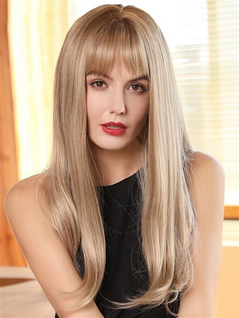 42 Off See Through Bang Long Straight Ombre Synthetic Wig Rosegal