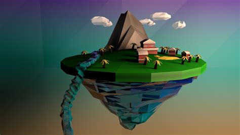 3d Model Low Poly Floating Island Vr Ar Low Poly Cgtrader