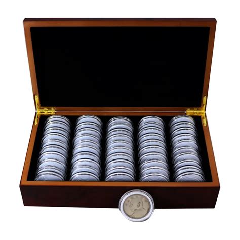 2020 50 Coin Storage Boxes Round Coin Storage Wooden Box Commemorative