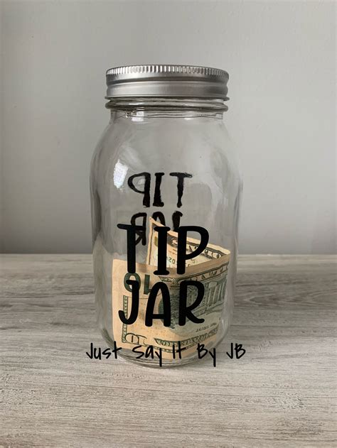 Tip Jar Tip Glass Jar Bartender Tip Jar Money Jar Tip Etsy