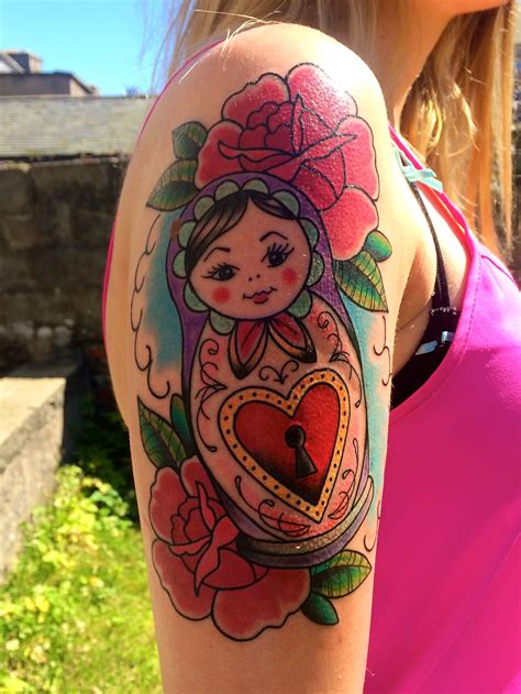 Colourful Russian Doll Tattoo Mais Pin Up Tattoos Girly Tattoos Time Tattoos Disney Tattoos