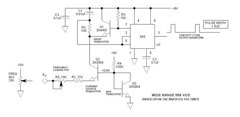 Wide Frequency Range 555 Vcoelectronics Project Circuts