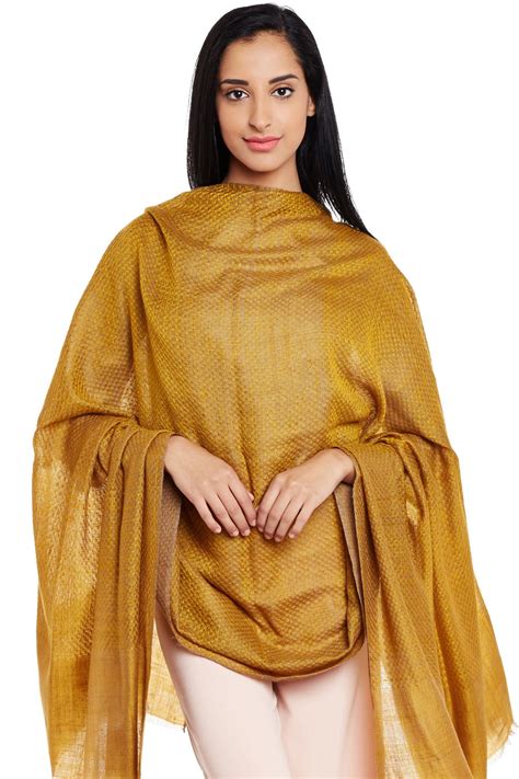 Gold Textured Pashmina Shawl Traditional Accessories
