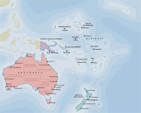 Mapa Politico De Oceania En Español