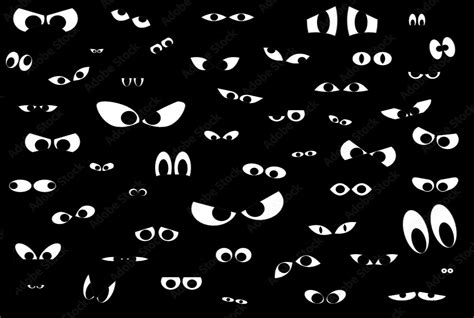 Royalty Vector Stock Over Fifty Different Shapes Of Eyes In The Dark