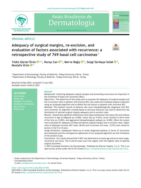 Pdf Adequacy Of Surgical Margins Re Excision And Evaluation Of