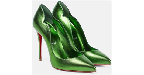 Christian Louboutin Hot Chick 100 Metallic Leather Pumps In Green Lyst