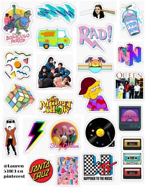 Retro 80s Sticker Pack With Vibrant Colors
