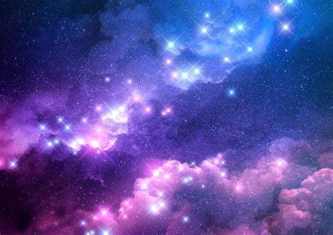 Abstract Pink And Blue Galaxy Background Filled With Bright Stars