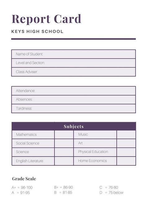Customize 46 High School Report Cards Templates Online Canva