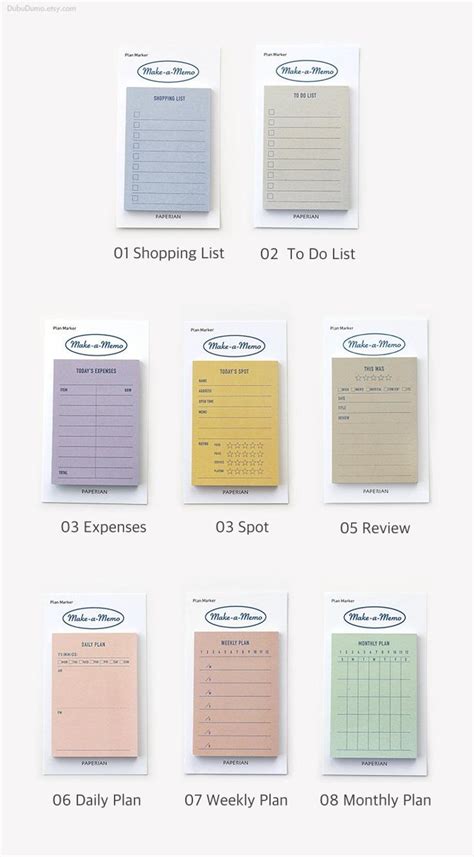 Plan Marker Sticky Notes 8types Daily Checklist Colorful Etsy