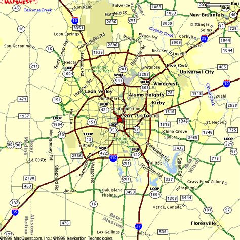 San Antonio Metro Map Travel Map Vacations TravelsFinders Com