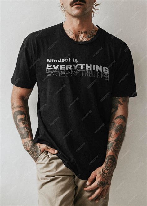 Premium Psd Mens Black Tee Mockup Psd On Tattooed Model