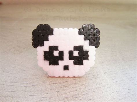 Panda Ring Jewelry Cute Kawaii Animal Pearl Perler Hama Bead 8 Bit