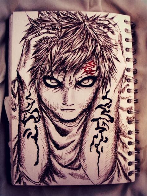 Gaara Pen Drawing Copy Not My Original Art Naruto Desenho Artistas