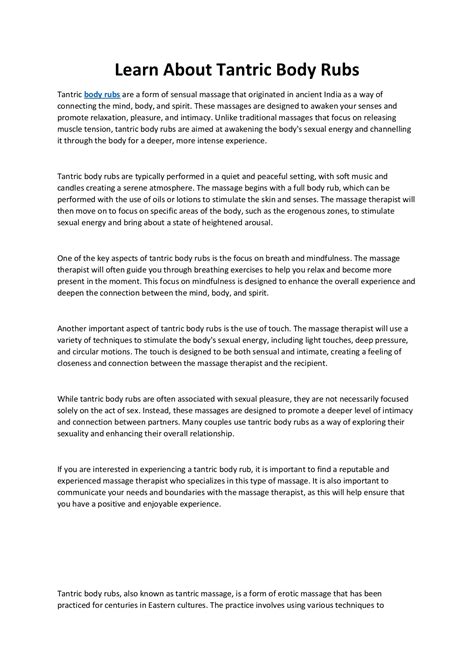 Learn About Tantric Body Rubs - Rub Rankings - Page 1 - 2 | Flip PDF