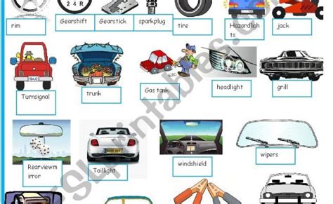 Parts Of A Car Pictionary Set 1 Of 3 Esl Worksheet By Danielr Otosection