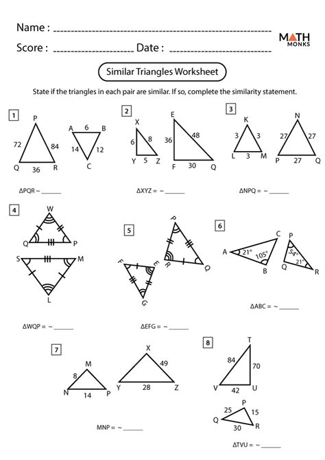 Similar Triangles Word Problems Worksheet With Answers