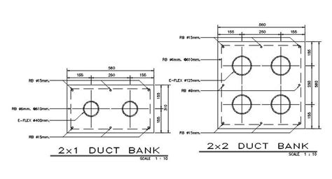 2x1 And 2x2 Duct Bank Typical Section Details Are Provided In This 2d