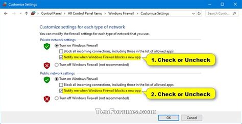 Turn On Or Off Windows Defender Firewall Notifications In Windows 10