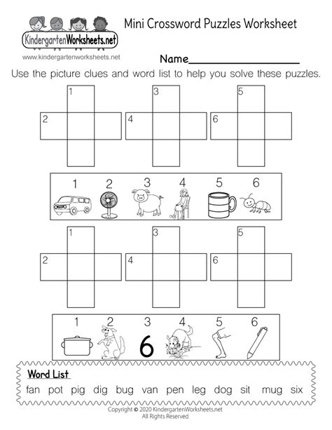 Preschool fine motor skills worksheets and printables if your kid's fine motor skills need a little work, you've come to the right place. Mini Crossword Puzzles Spelling Practice Worksheet for Kindergarten