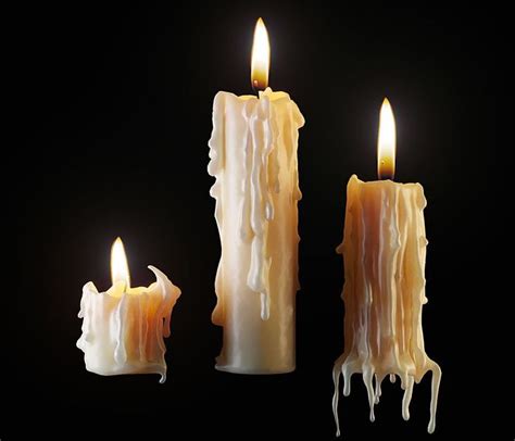 Melting Candles Art Three Candles With Wax Dripping Candle Photography