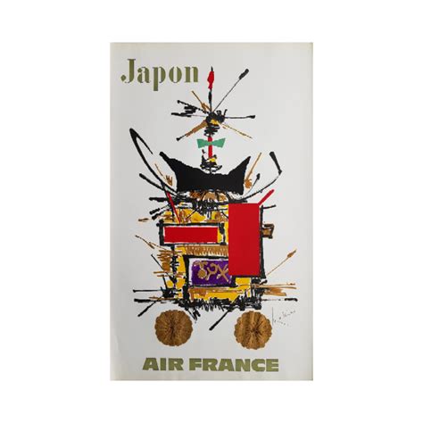 Original Vintage Poster Air France Japon Georges Mathieu