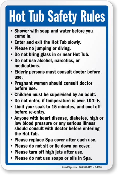 Hot Tub Rules Signs Free Pdf Sku S 4896