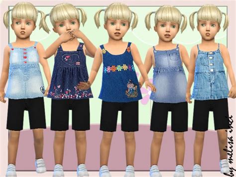 The Sims Resource Toddler Denim Pinafore Dress By Melisa Inci • Sims 4