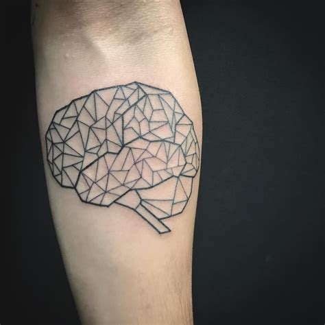 Stunning Geometric Brain Tattoo