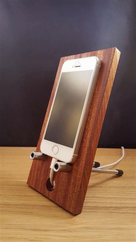 Mobile Phone Holder Stand Dock Made From Solid Sapele Hardwood