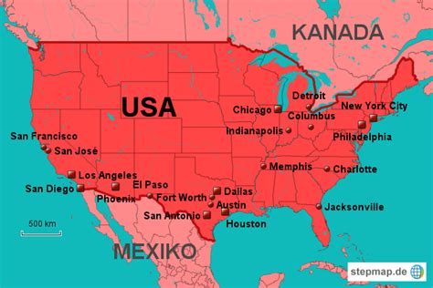 Stepmap Größte Städte Der Usa Landkarte Für Usa