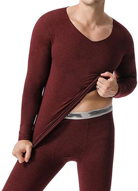 Mens V Neck Seamless Thermal Underwear Set Thermal Underwear Sets For