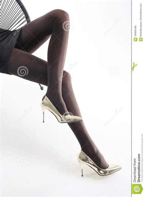 Tights Shapely Female Legs In Pantyhose And High Heels Stock Photo