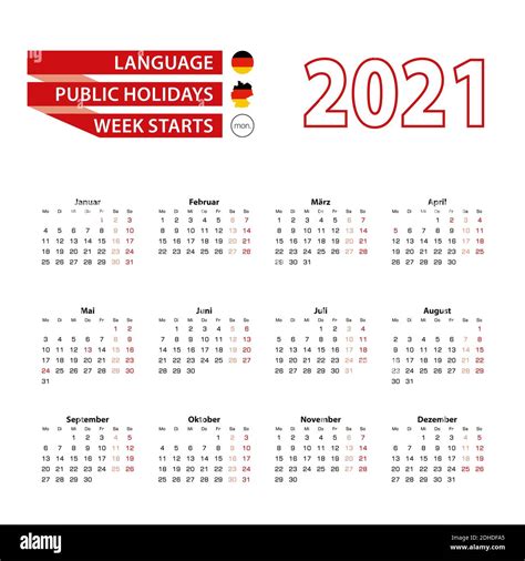 Calendar 2021 In Germany Language With Public Holidays The Country Of