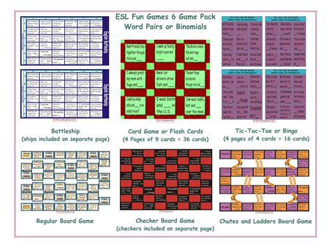 Word Pairs Or Binomials Board Game Bundle Teaching Resources