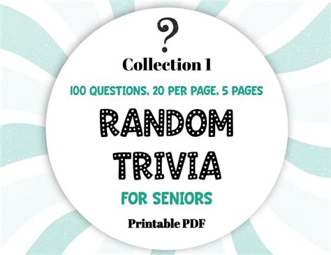 Random Trivia Printable Timeless Elderly Games For Etsy