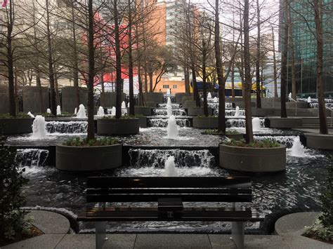 A small portion of the 172 fountains at the newly renovated plaza at