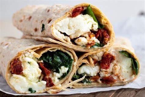 Feta Egg White Wrap With Spinach And Sundried Tomatoes