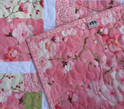 Pink Baby Quilt Sakura Cherry Blossoms By Moda Baby Shower Etsy