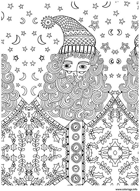 Coloriage pere noel adulte anti stress  JeColorie.com
