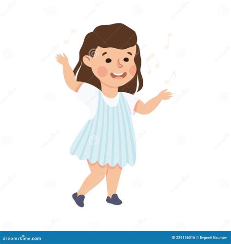 Energetic Girl Dancing Moving To Music Rythm Vector Illustration Stock