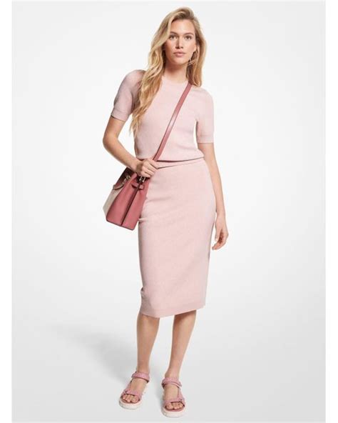 Michael Kors Synthetic Logo Jacquard Pencil Skirt In Pink Lyst