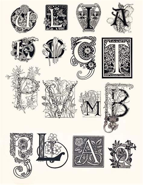Art Nouveau Letters A Vintage Printable Digital Collage Etsy Art