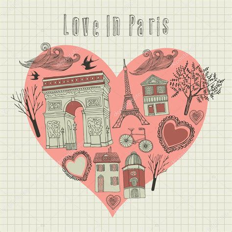 Valentines Card Love In Paris Vector Illustration — Stock Vector