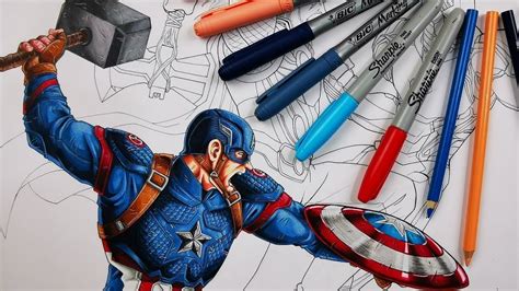 Como Dibujar Al CapitÁn AmÉrica Con El Mjolnir Avengers End Game
