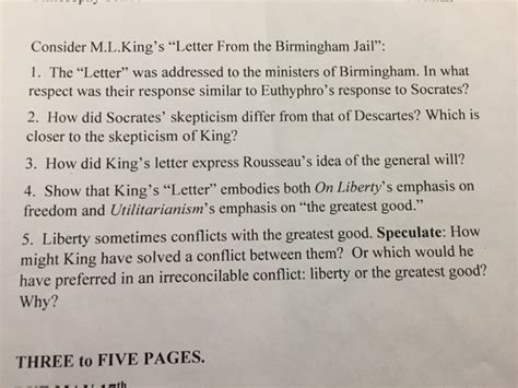 Months earlier, harvey shapiro, an editor at the new york times, had urged king to use his frequent jailing as an opportunity to write a longer defense of his use of nonviolent tactics, and though. Consider M.L.King's "Letter From The Birmingham Ja ...